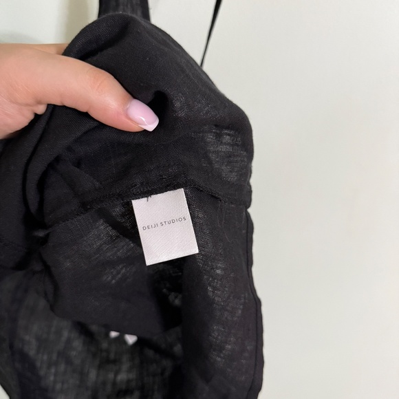 Deiji Studios Women Black Linen Halter Top X-Small - Picture 5 of 8